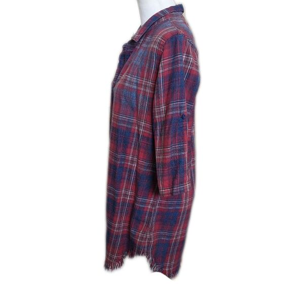 Cloth & Stone long line flannel with frayed hem, button down, size S - Picture 2 of 7
